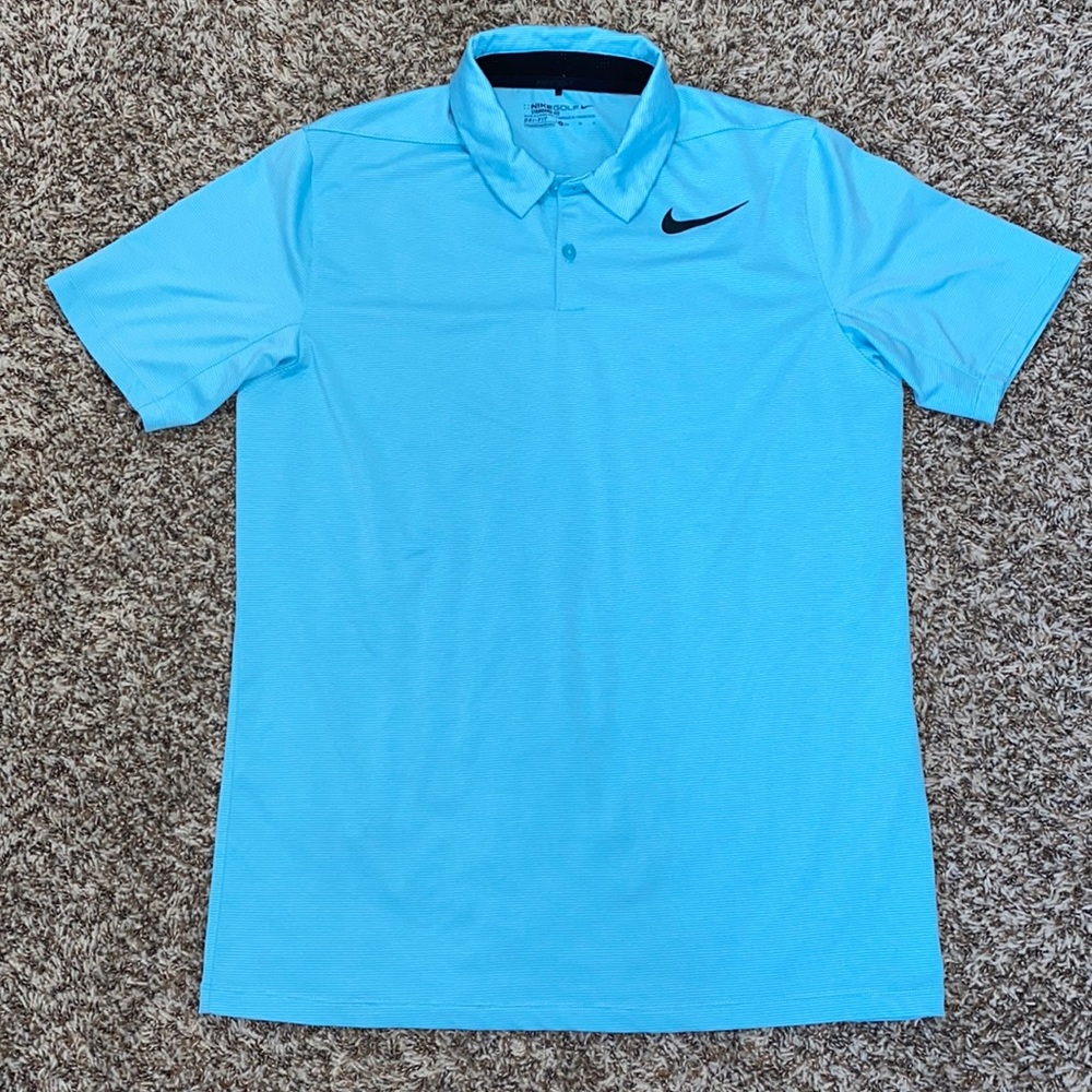 Nike Men’s Polo Shirt - Light Blue with Black Swoosh